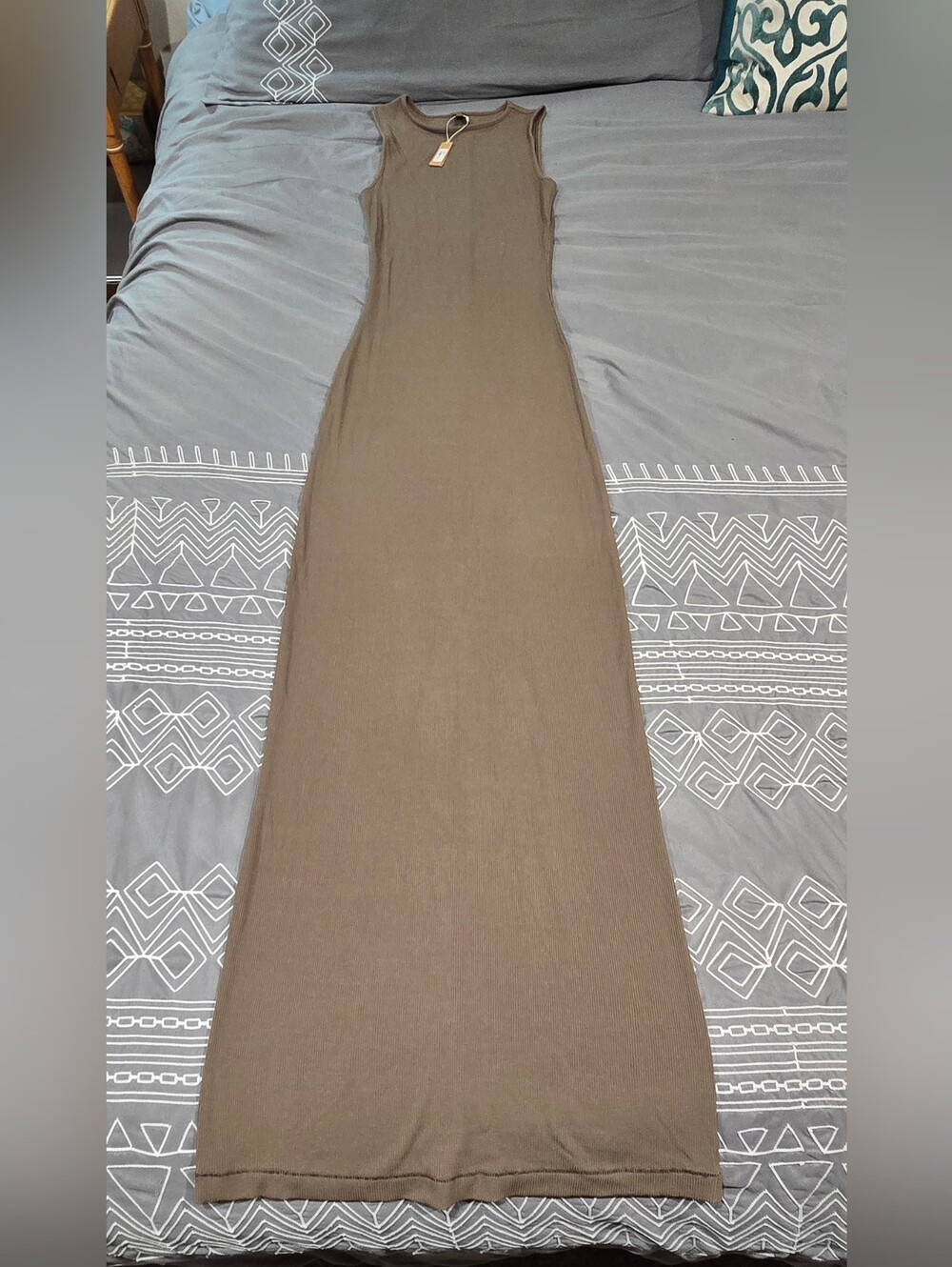 SKIMS Soft Lounge Brown Ribbed Knit Sleeveless Dress Size Medium